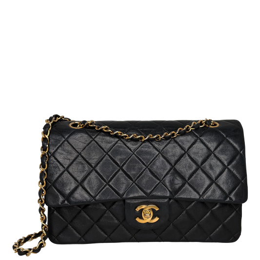 Chanel Timeless Medium Doubleflap Bag Lammleder schwarz GHW / gut Chanel