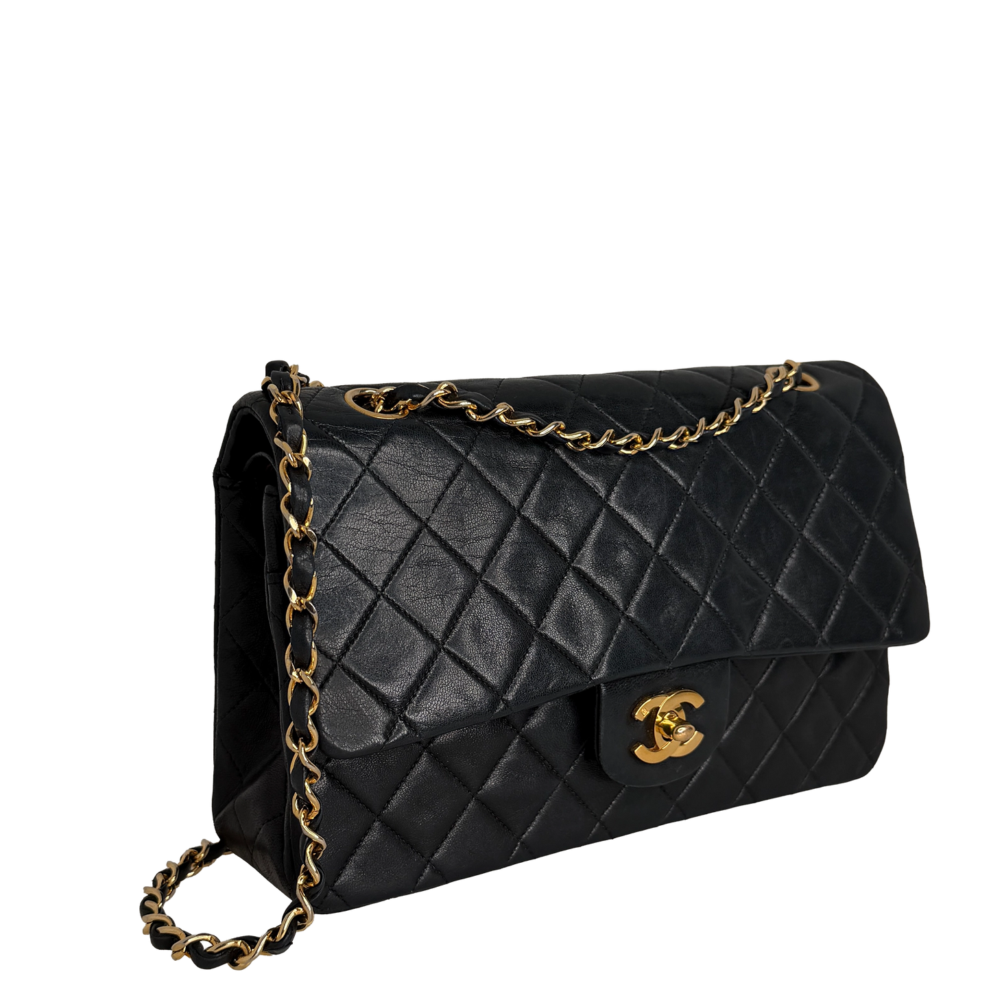 Chanel Timeless Medium Doubleflap Bag Lammleder schwarz GHW / gut Chanel