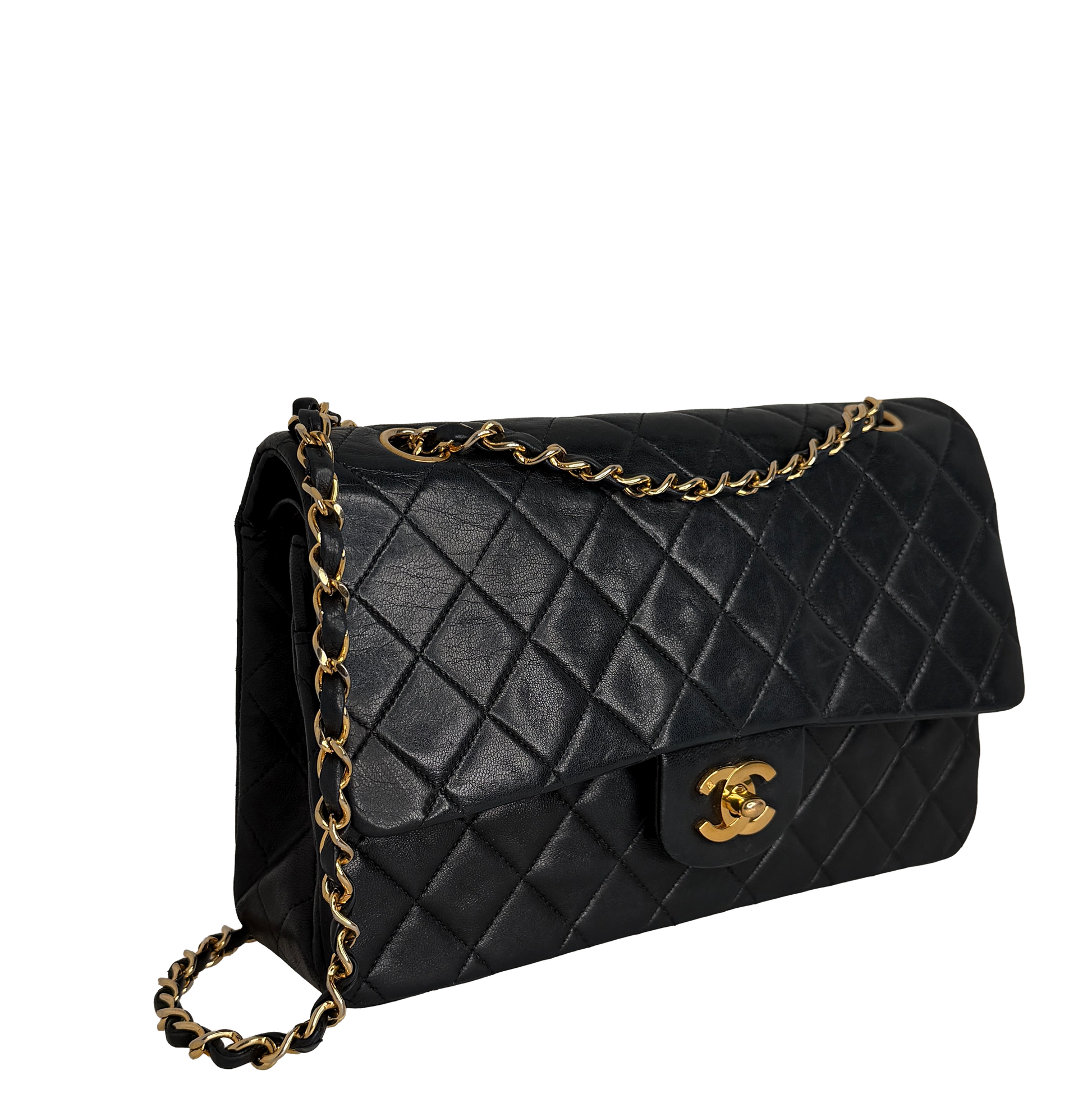 Chanel Timeless Medium Doubleflap Bag Lammleder schwarz GHW / gut Chanel