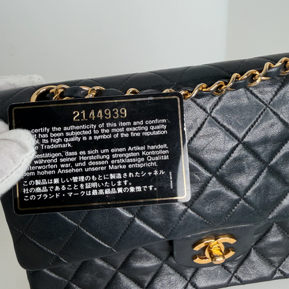 Chanel Timeless Medium Doubleflap Bag Lammleder schwarz GHW / gut Chanel