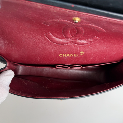 Chanel Timeless Medium Doubleflap Bag Lammleder schwarz GHW / gut Chanel