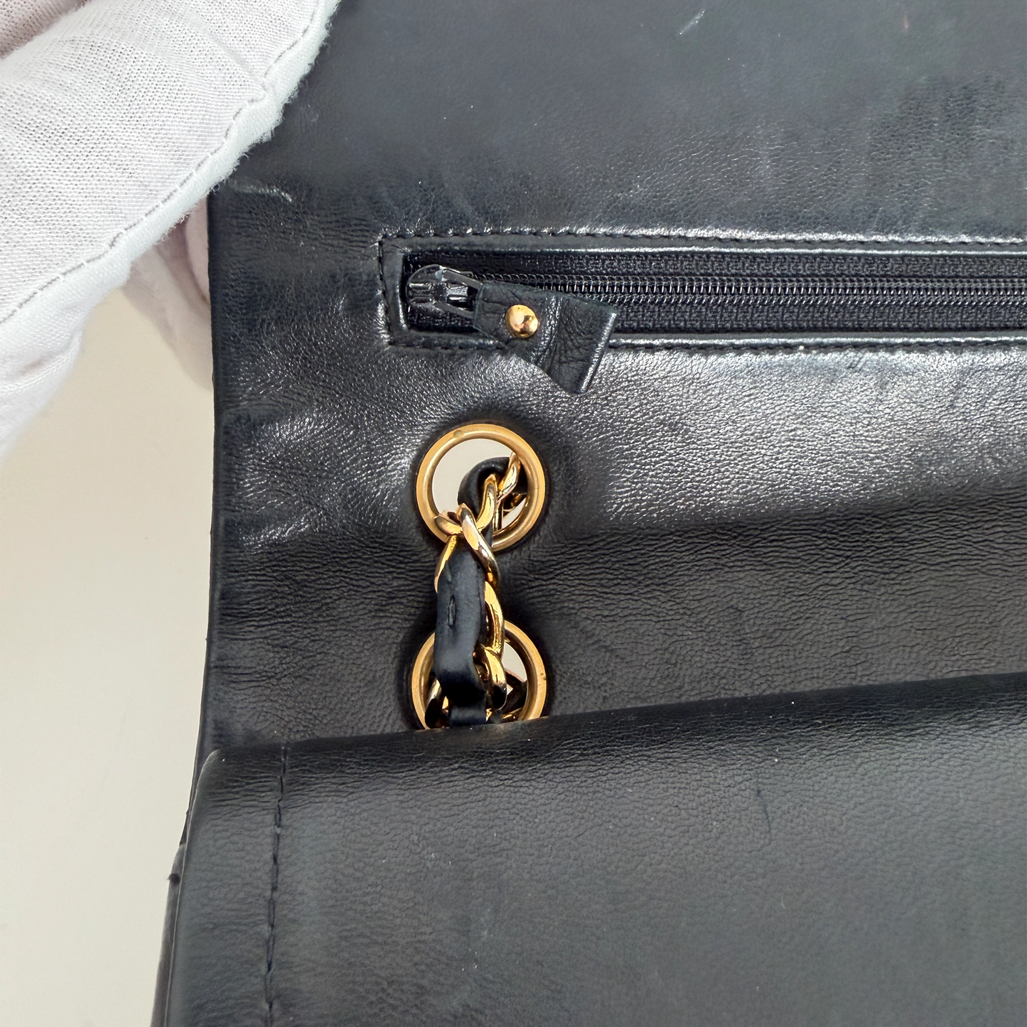 Chanel Timeless Medium Doubleflap Bag Lammleder schwarz GHW / gut Chanel