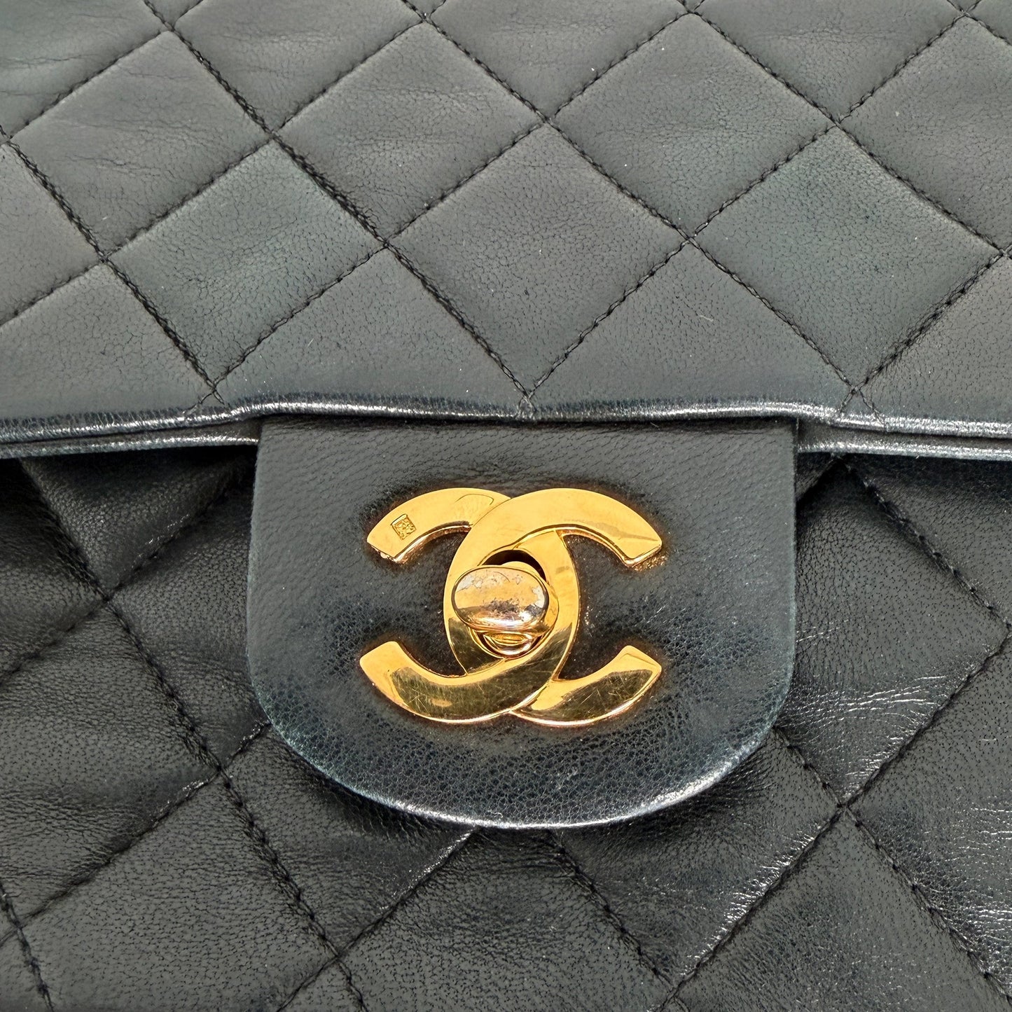 Chanel Timeless Medium Doubleflap Bag Lammleder schwarz GHW / gut Chanel