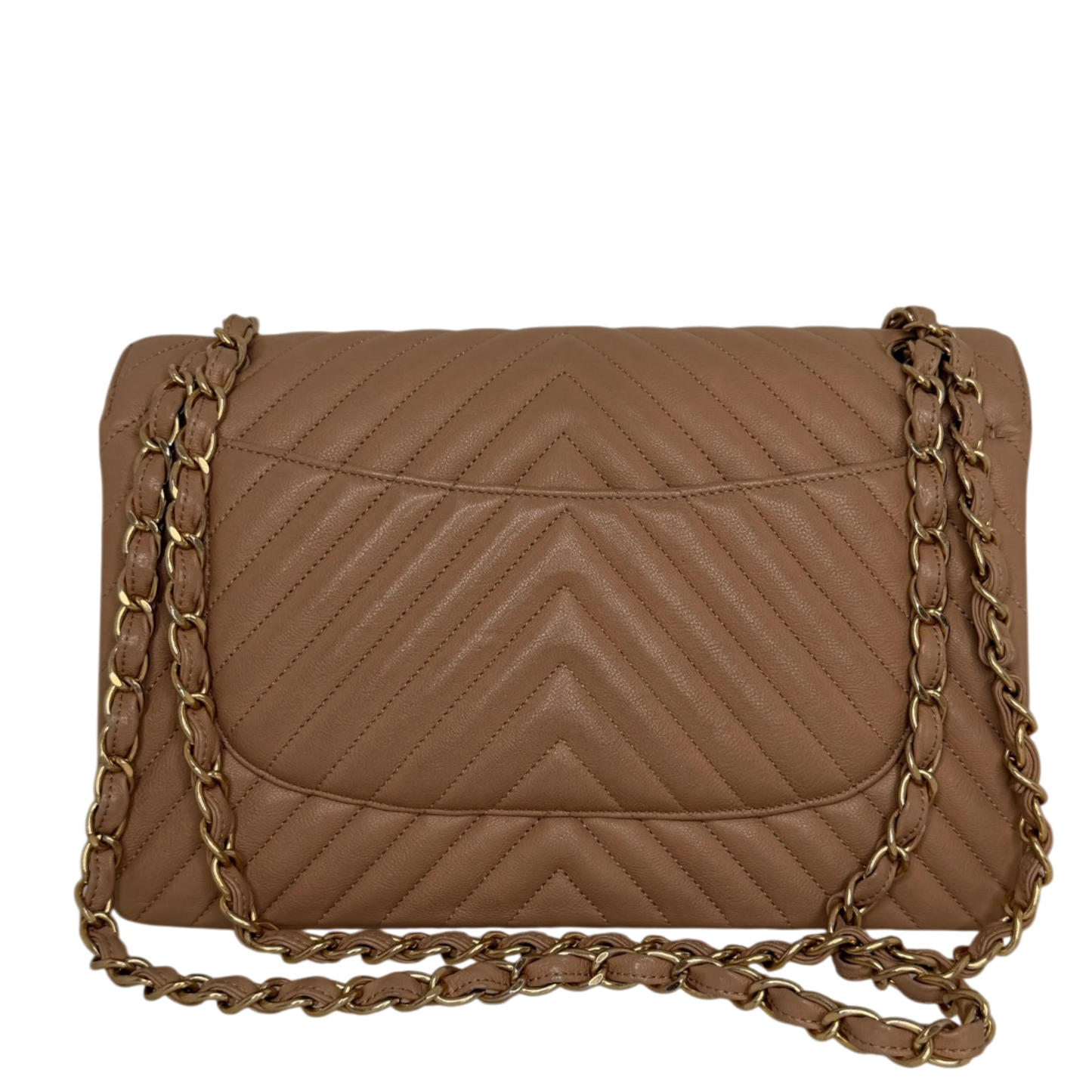 Chanel Classic Double Flap Bag Jumbo Chevron beige Chanel