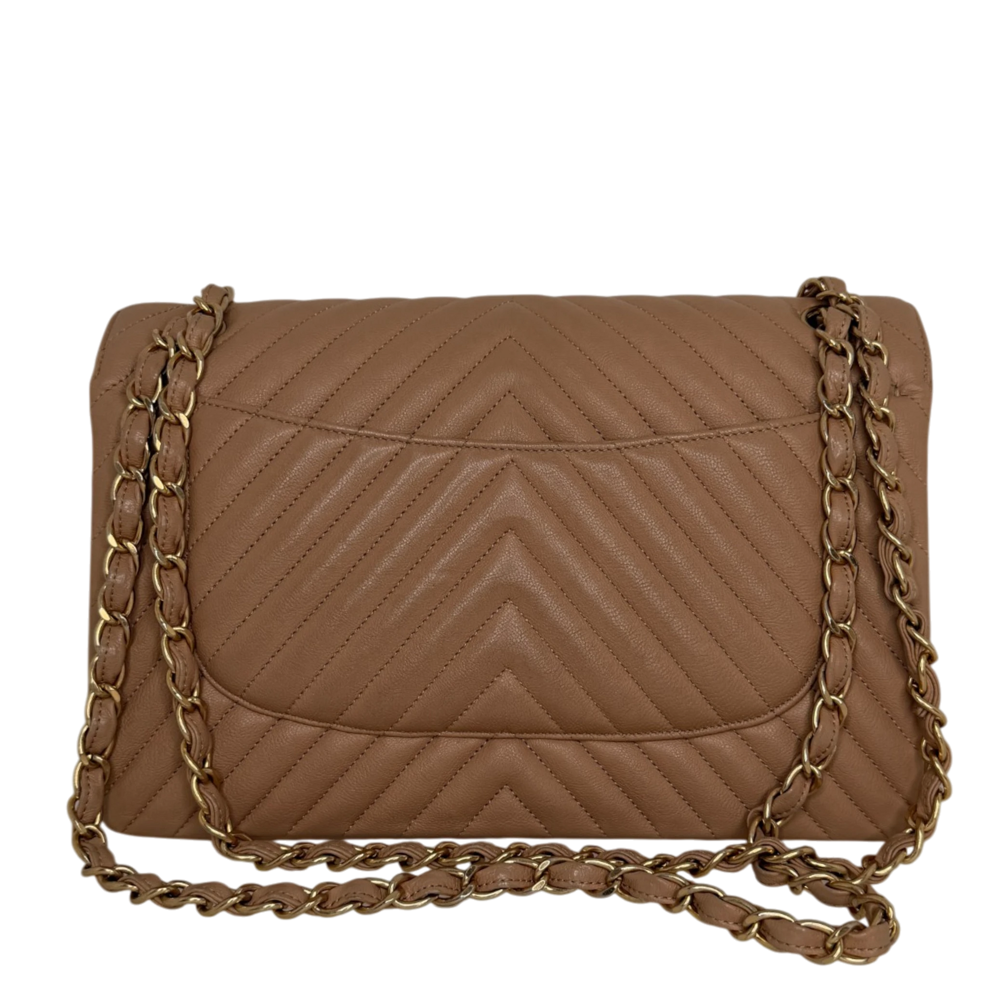 Chanel Classic Double Flap Bag Jumbo Chevron beige Chanel