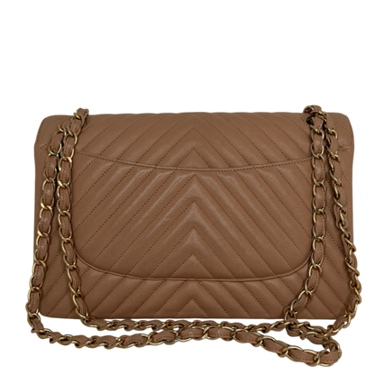 Chanel Classic Double Flap Bag Jumbo Chevron beige Chanel