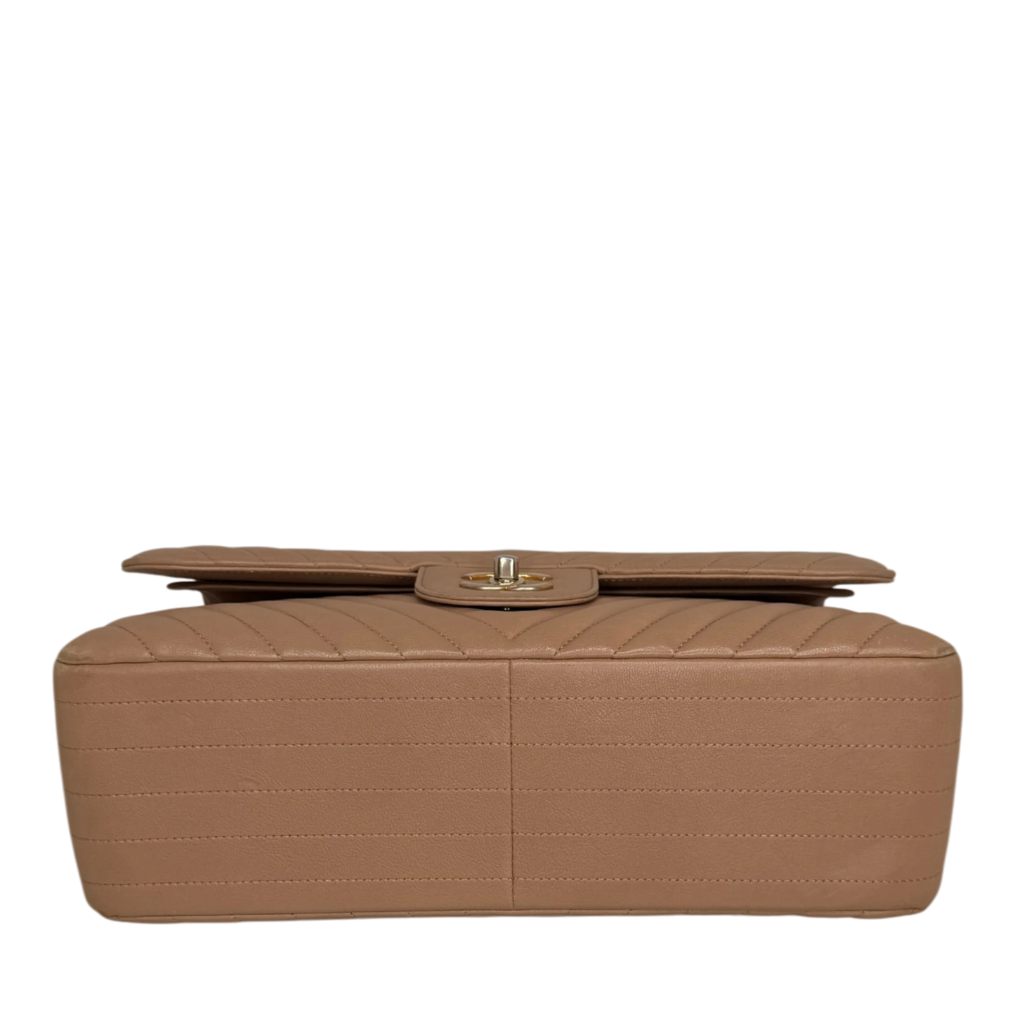 Chanel Classic Double Flap Bag Jumbo Chevron beige Chanel