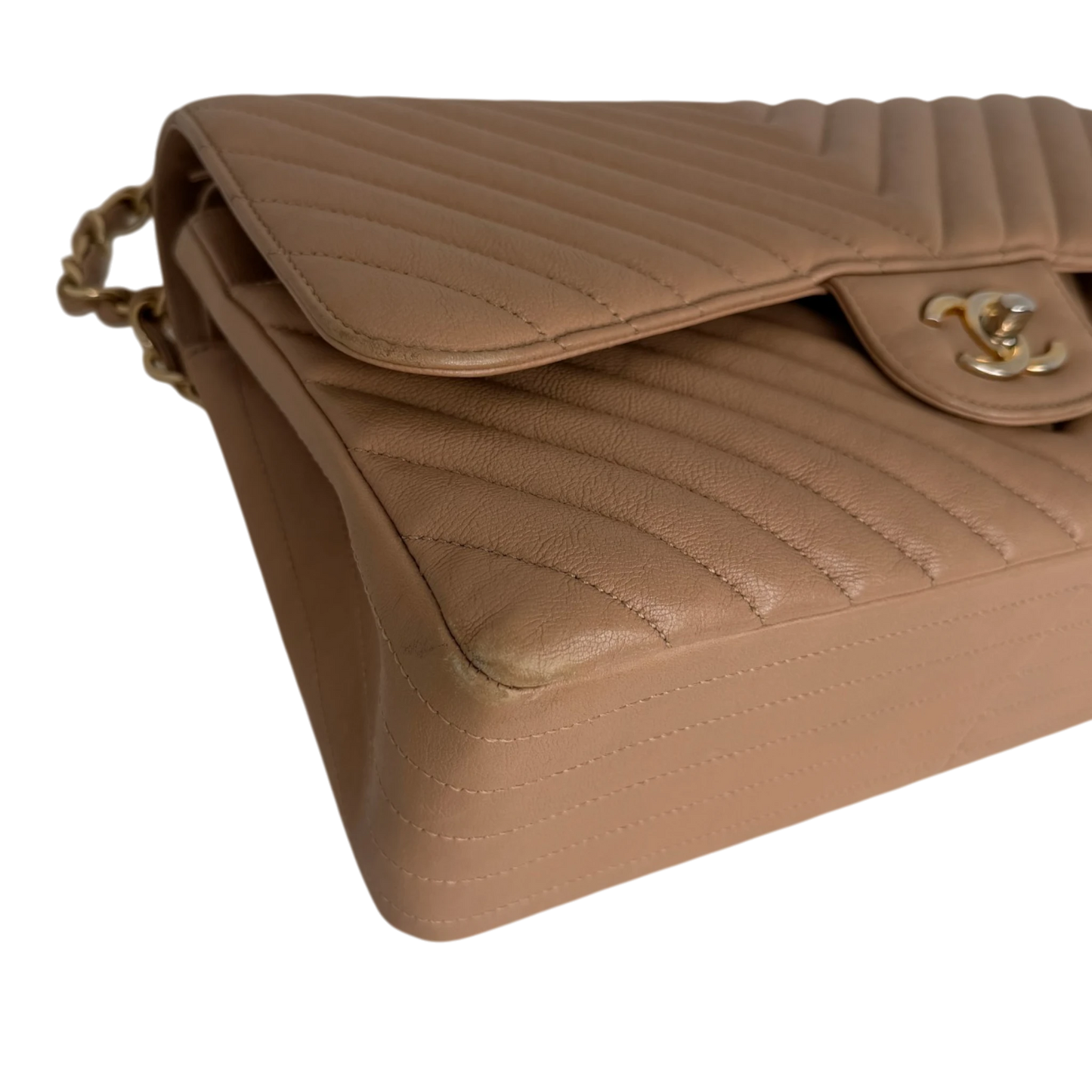 Chanel Classic Double Flap Bag Jumbo Chevron beige Chanel