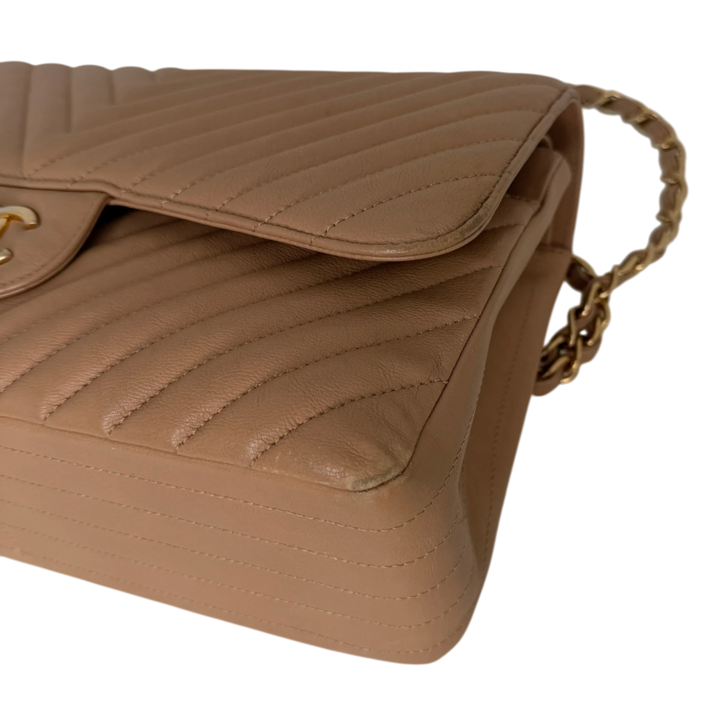 Chanel Classic Double Flap Bag Jumbo Chevron beige Chanel
