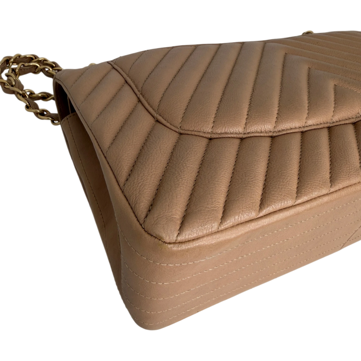 Chanel Classic Double Flap Bag Jumbo Chevron beige Chanel