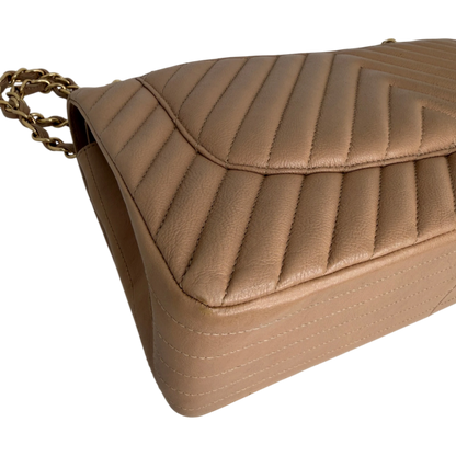 Chanel Classic Double Flap Bag Jumbo Chevron beige Chanel