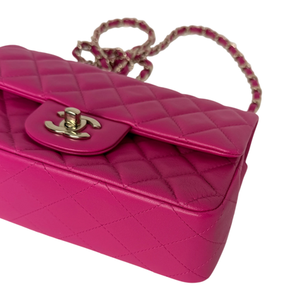 Chanel Classic Mini Rectangular Flap Bag Lammleder Pink Hellgold Chanel