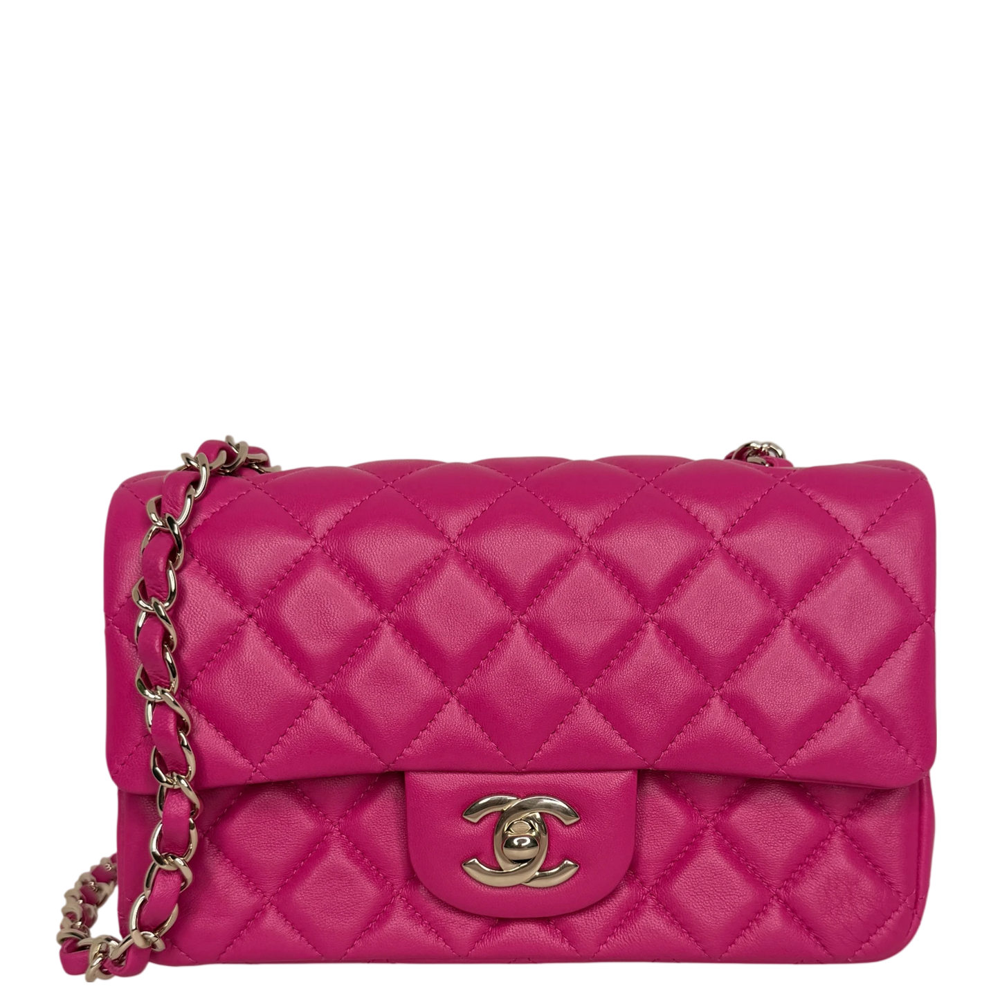 Chanel Classic Mini Rectangular Flap Bag Lammleder Pink Hellgold Chanel