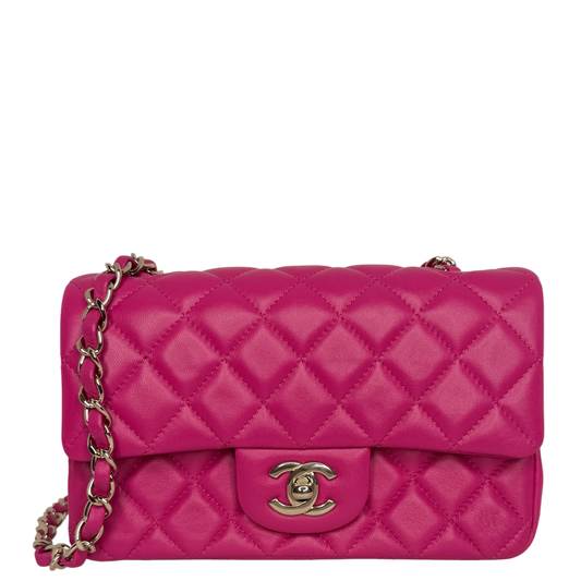 Chanel Classic Mini Rectangular Flap Bag Lammleder Pink Hellgold Chanel