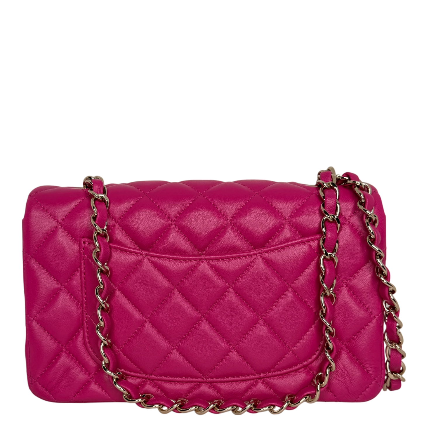 Chanel Classic Mini Rectangular Flap Bag Lammleder Pink Hellgold Chanel