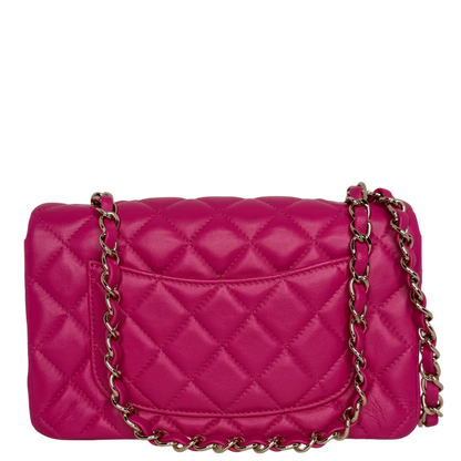 Chanel Classic Mini Rectangular Flap Bag Lammleder Pink Hellgold Chanel