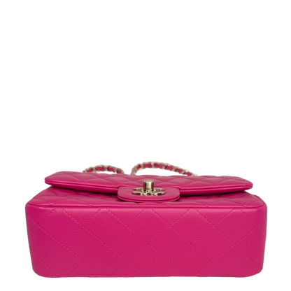 Chanel Classic Mini Rectangular Flap Bag Lammleder Pink Hellgold Chanel