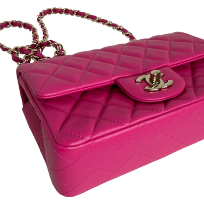 Chanel Classic Mini Rectangular Flap Bag Lammleder Pink Hellgold Chanel