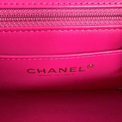 Chanel Classic Mini Rectangular Flap Bag Lammleder Pink Hellgold Chanel