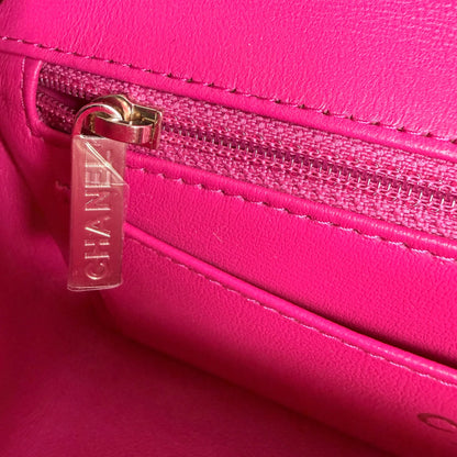 Chanel Classic Mini Rectangular Flap Bag Lammleder Pink Hellgold Chanel