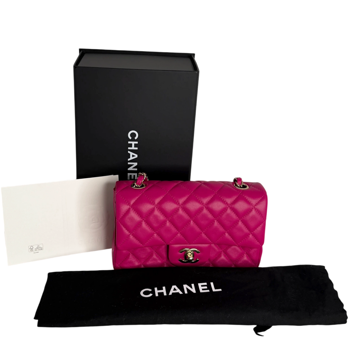 Chanel Classic Mini Rectangular Flap Bag Lammleder Pink Hellgold Chanel