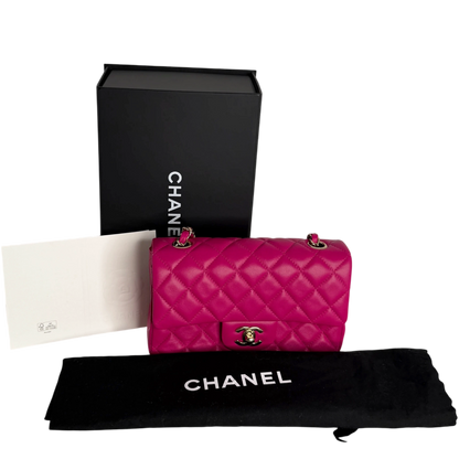 Chanel Classic Mini Rectangular Flap Bag Lammleder Pink Hellgold Chanel