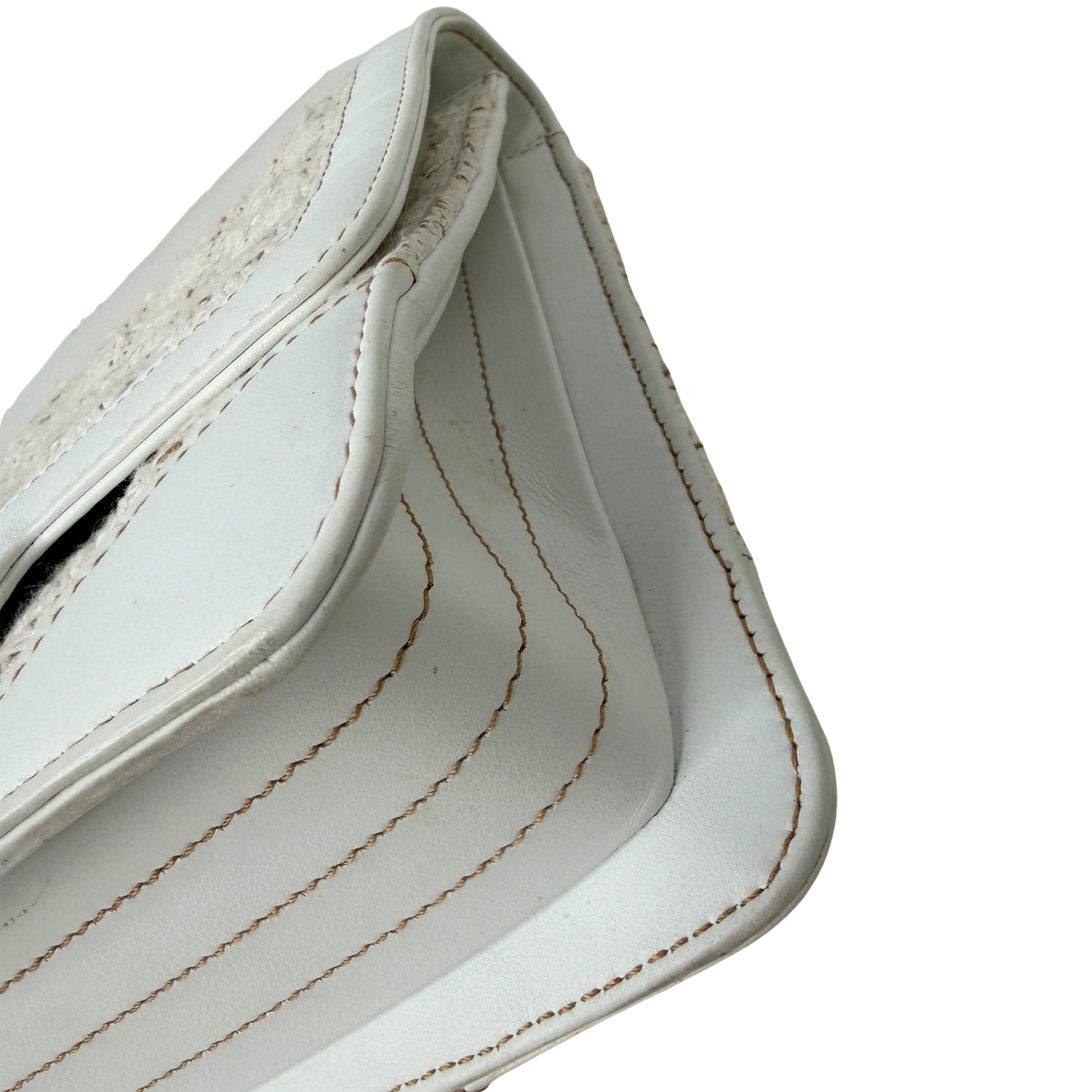 Chanel Classic Square Flap Bag Tweed weiss / beige / sehr gut Chanel