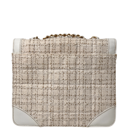 Chanel Classic Square Flap Bag Tweed weiss / beige / sehr gut Chanel