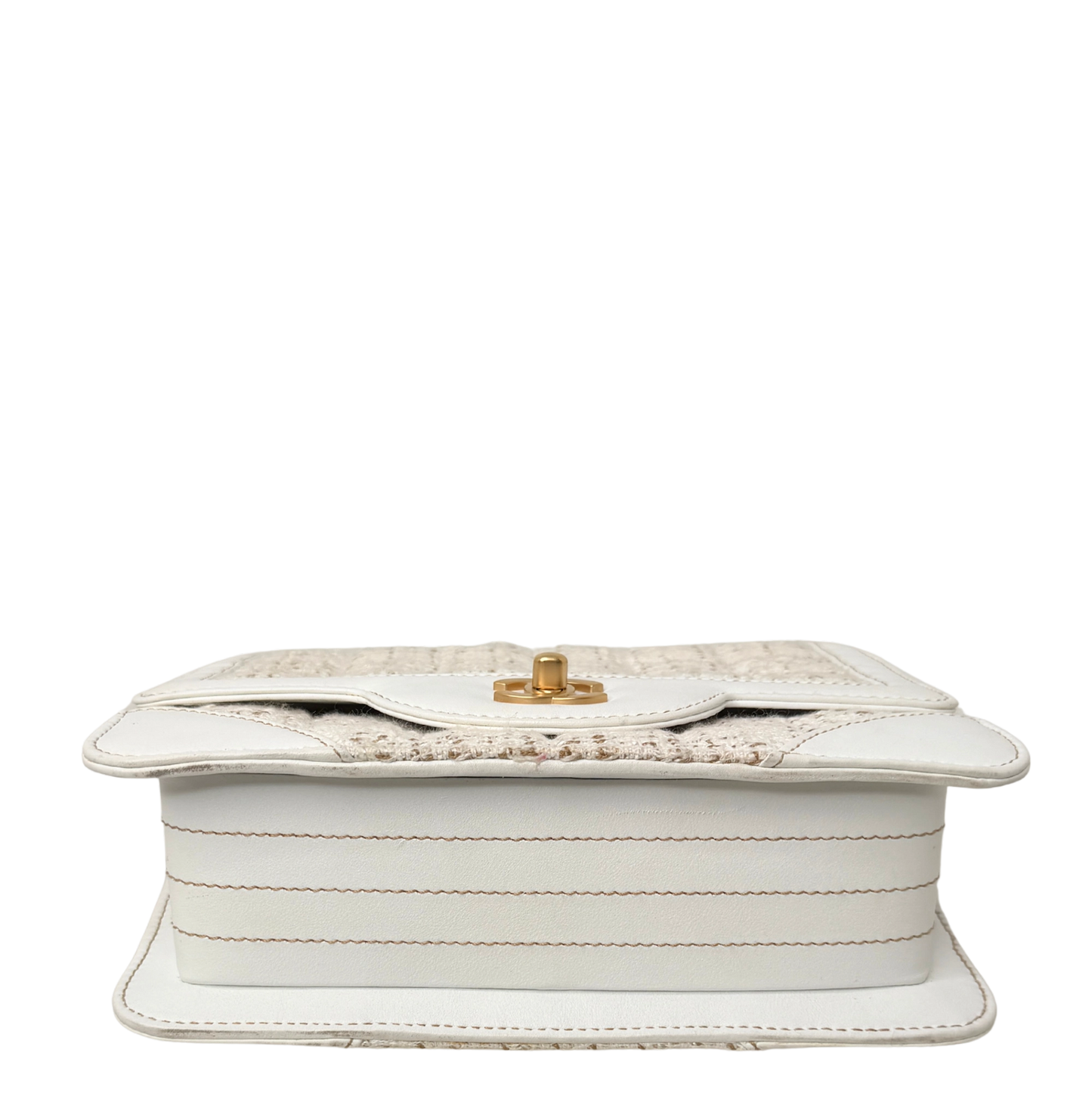 Chanel Classic Square Flap Bag Tweed weiss / beige / sehr gut Chanel