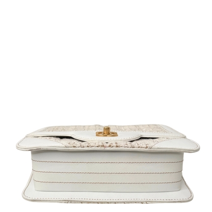 Chanel Classic Square Flap Bag Tweed weiss / beige / sehr gut Chanel