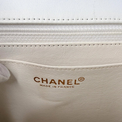 Chanel Classic Square Flap Bag Tweed weiss / beige / sehr gut Chanel