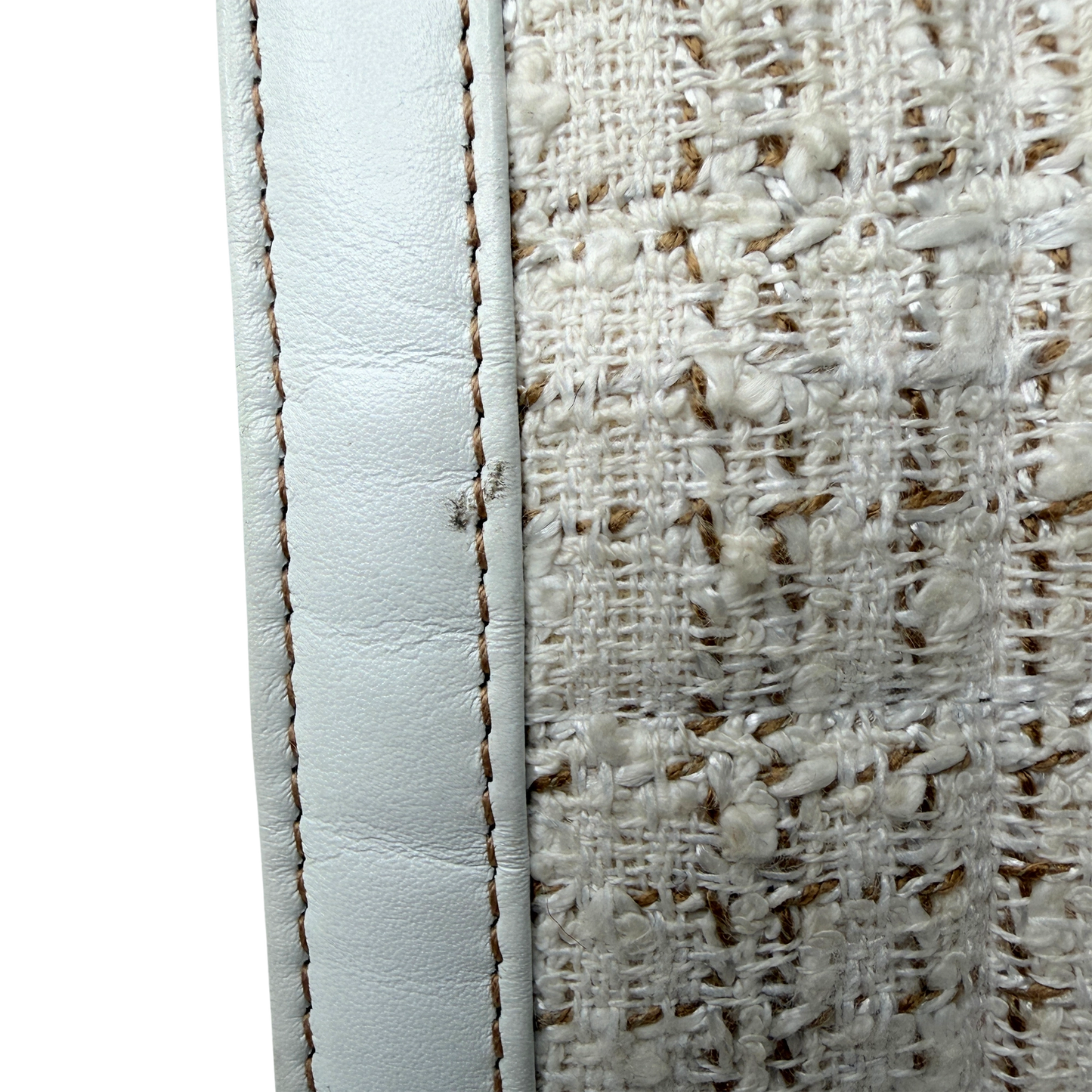 Chanel Classic Square Flap Bag Tweed weiss / beige / sehr gut Chanel