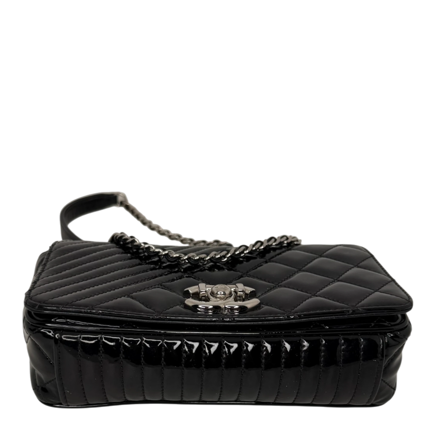 Chanel Coco Boy Flap Bag Small Lackleder silberne Hardware Chanel