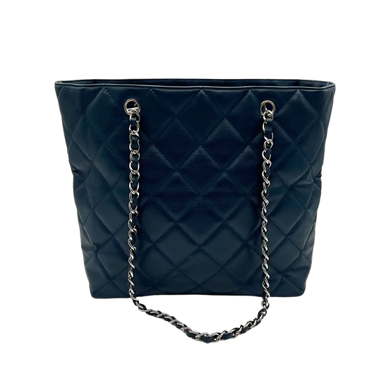 Chanel Matelasse Coco Mark Chain Tote Bag Schultertasche Leder navy ultra rar / sehr gut Chanel