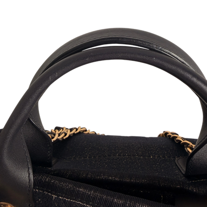 Chanel Deauville Large Shopping Bag Navy Gold Lurex Gold Hardware 2019 Chanel