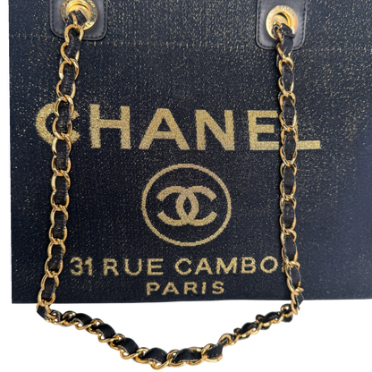 Chanel Deauville Large Shopping Bag Navy Gold Lurex Gold Hardware 2019 Chanel