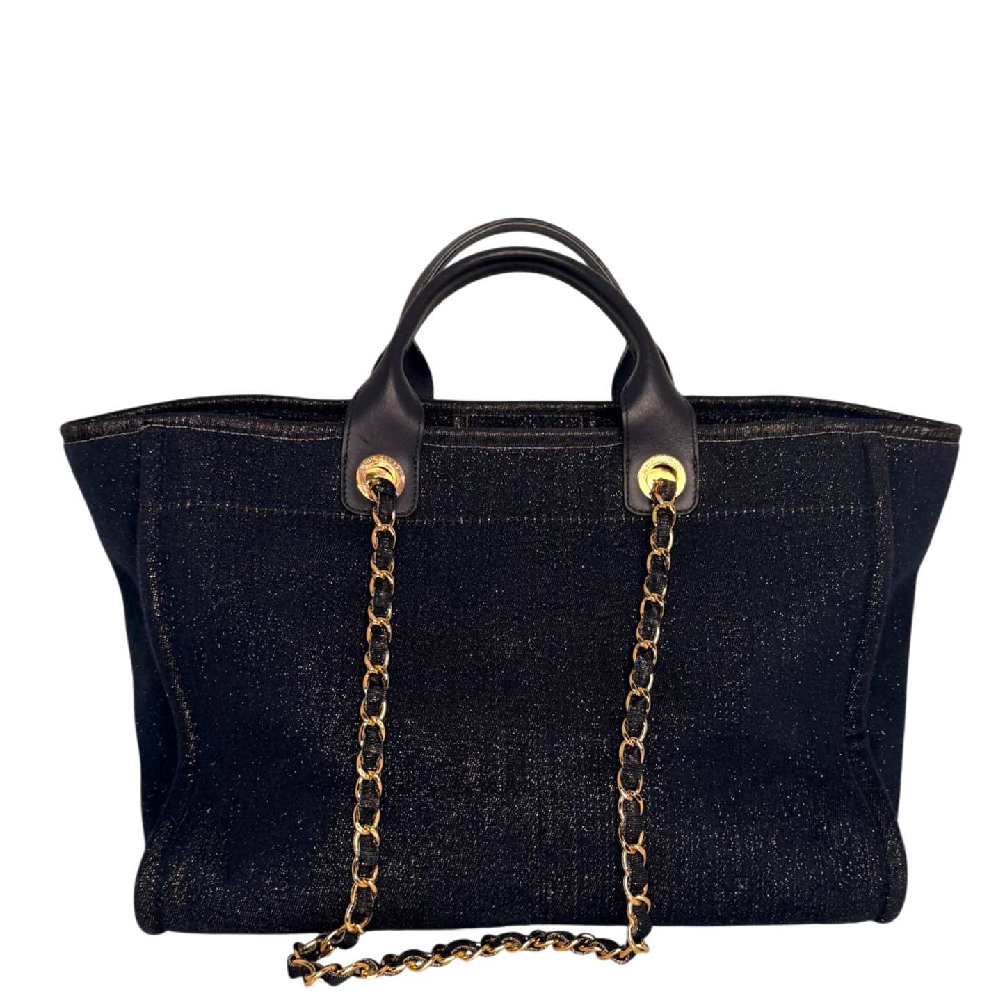 Chanel Deauville Large Shopping Bag Navy Gold Lurex Gold Hardware 2019 Chanel
