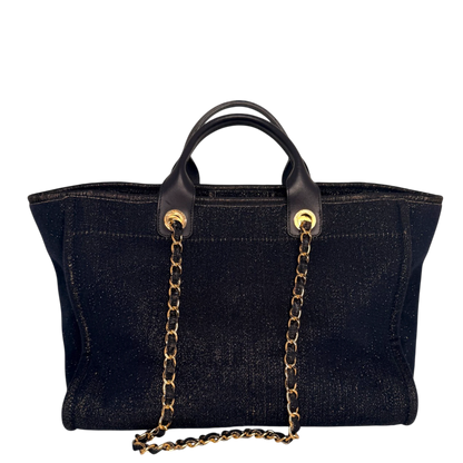Chanel Deauville Large Shopping Bag Navy Gold Lurex Gold Hardware 2019 Chanel
