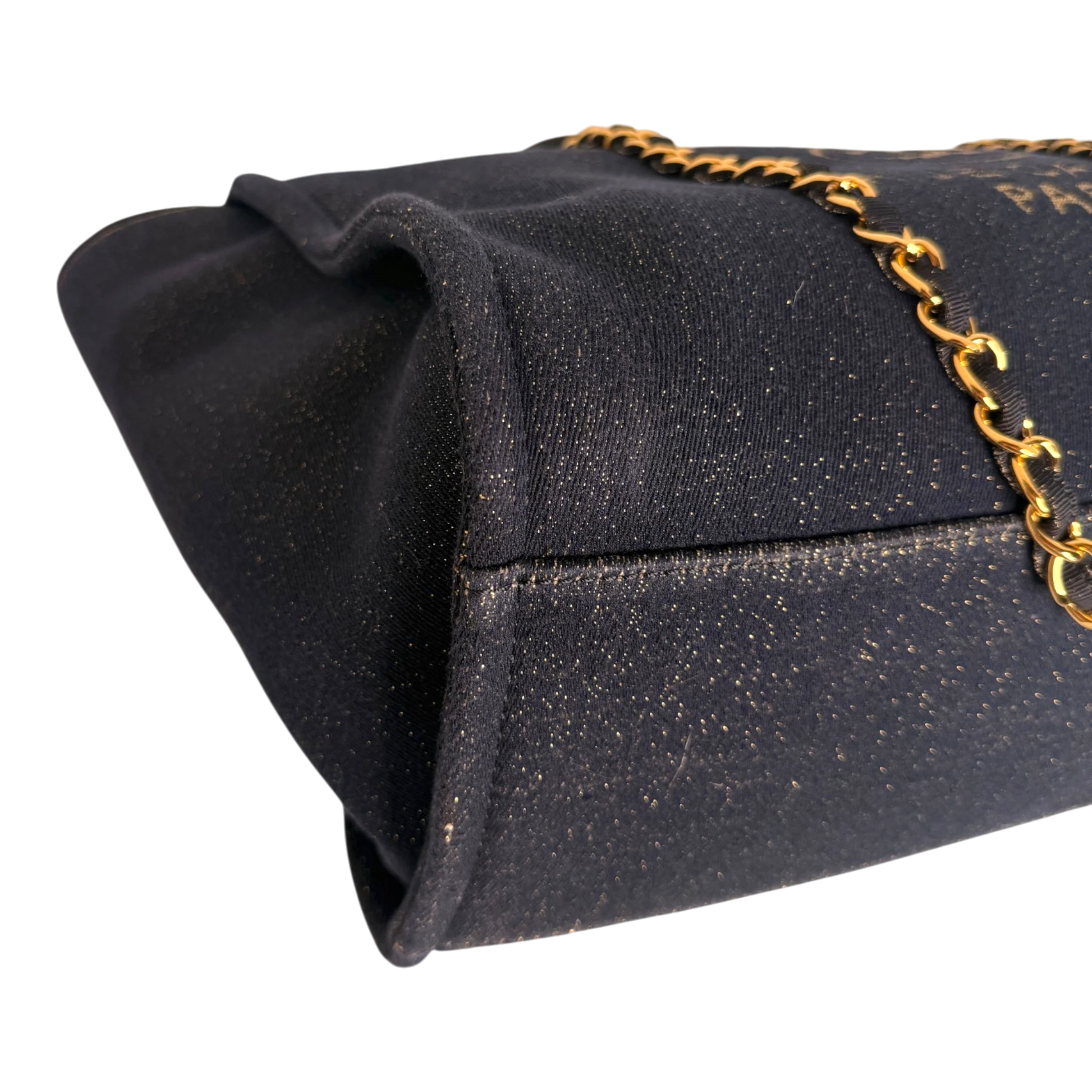 Chanel Deauville Large Shopping Bag Navy Gold Lurex Gold Hardware 2019 Chanel