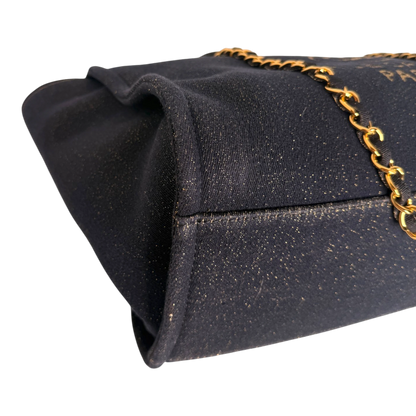 Chanel Deauville Large Shopping Bag Navy Gold Lurex Gold Hardware 2019 Chanel