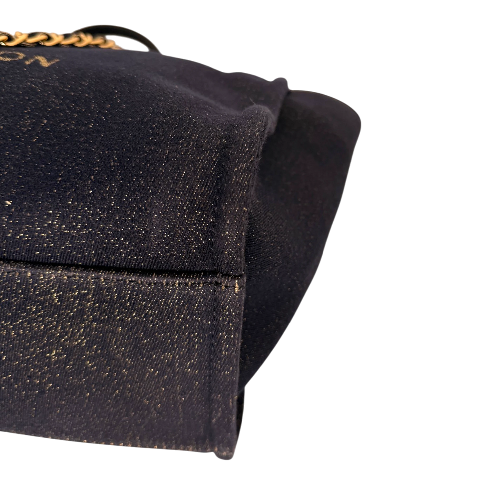 Chanel Deauville Large Shopping Bag Navy Gold Lurex Gold Hardware 2019 Chanel