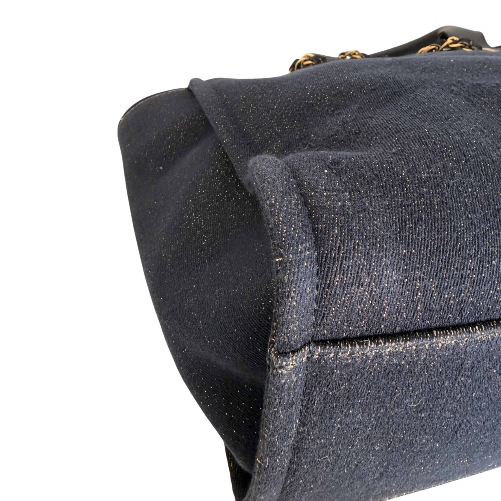 Chanel Deauville Large Shopping Bag Navy Gold Lurex Gold Hardware 2019 Chanel