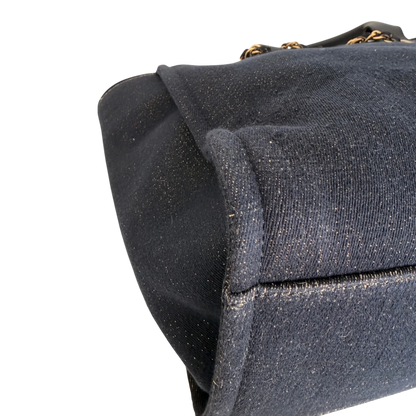 Chanel Deauville Large Shopping Bag Navy Gold Lurex Gold Hardware 2019 Chanel