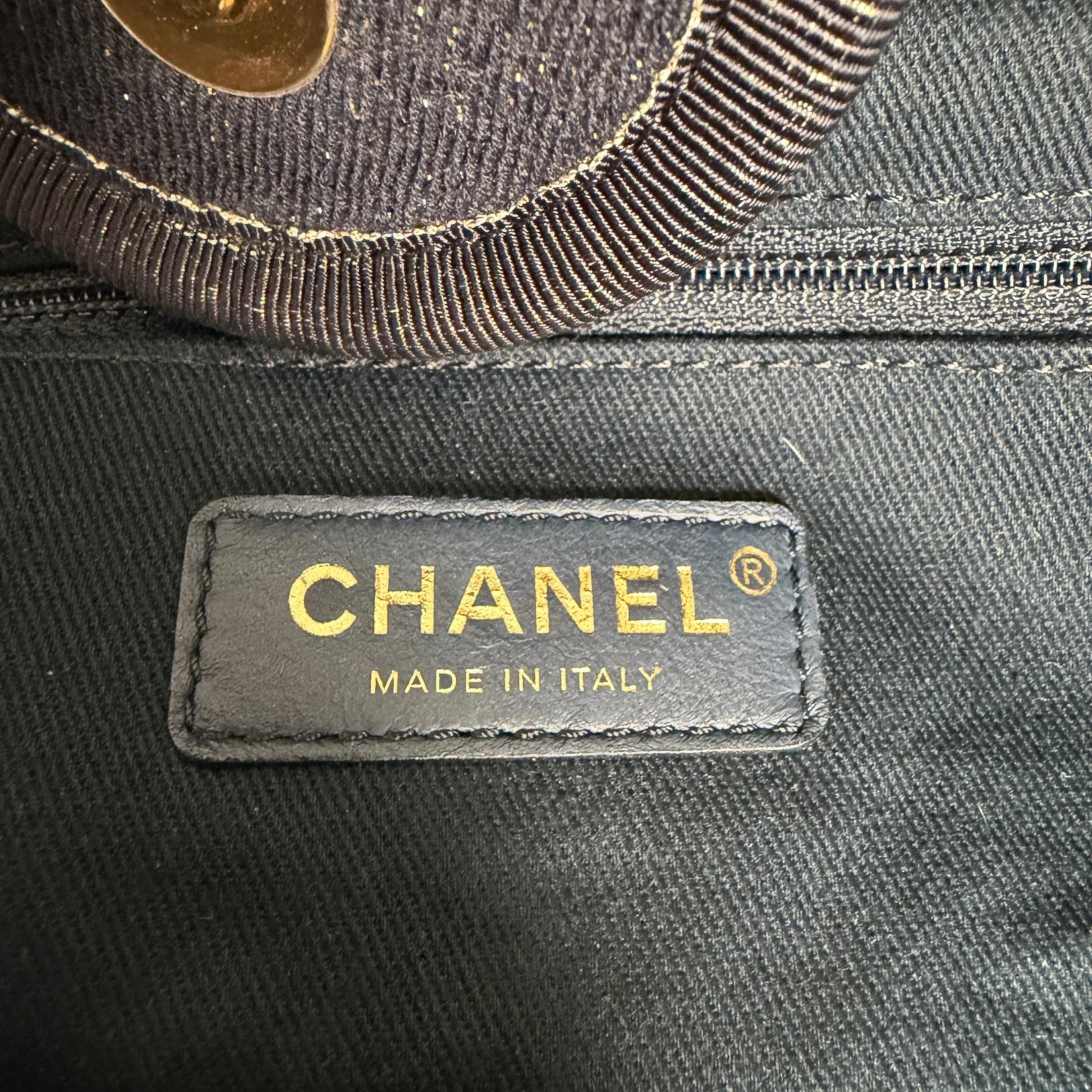 Chanel Deauville Large Shopping Bag Navy Gold Lurex Gold Hardware 2019 Chanel