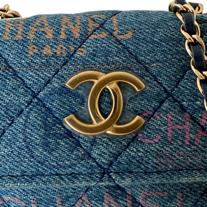 Chanel Micro Flapbag Denim / neuwertig Chanel