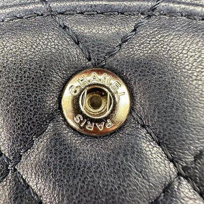 Chanel Timeless Double Flap Bijoux Chain Medium dunkelblau Lammleder / sehr gut Chanel