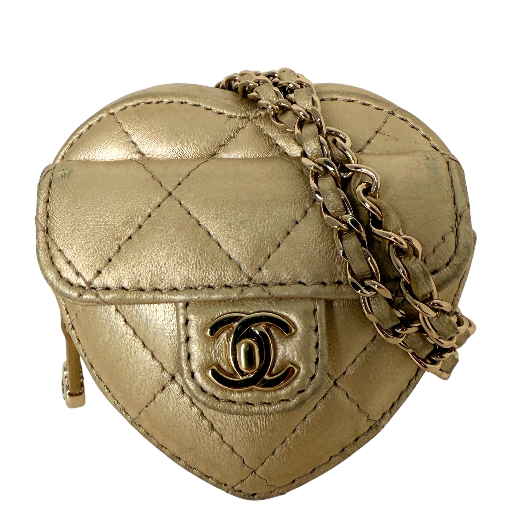 Chanel CC Mini Herztasche Gold  / gut Chanel