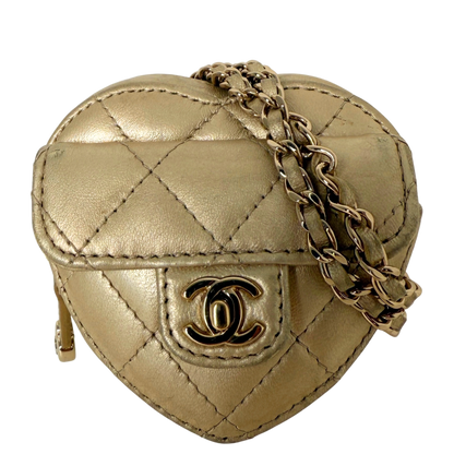 Chanel CC Mini Herztasche Gold  / gut Chanel