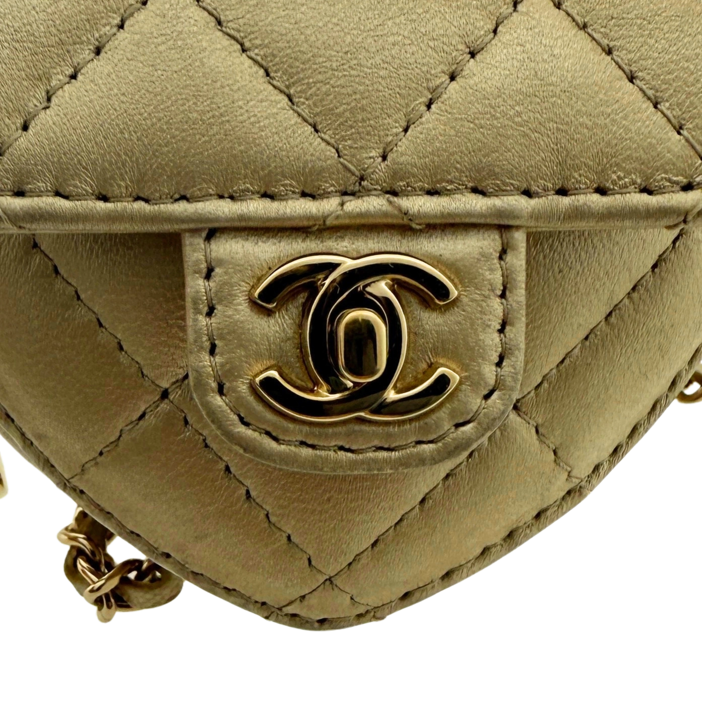 Chanel CC Mini Herztasche Gold  / gut Chanel