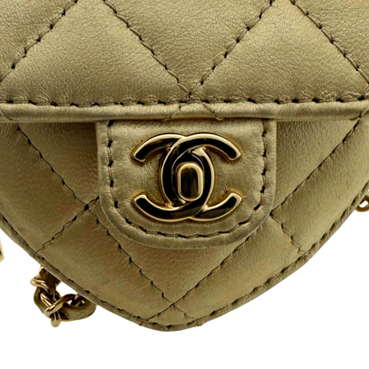 Chanel CC Mini Herztasche Gold  / gut Chanel